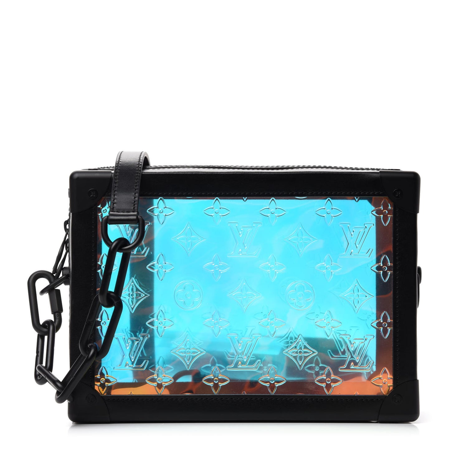 Calfskin PVC Monogram Solar Ray Soft Trunk Iridescent Prism Black