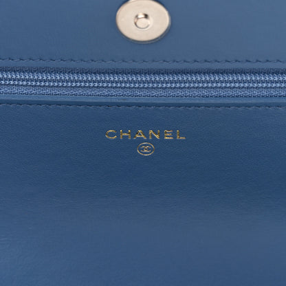 Chanel Denim Quilted Chanel 19 Wallet On Chain WOC Blue 6 of 17