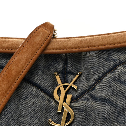 Saint Laurent Denim Quilted Small Loulou Puffer Monogram Chain Satchel Blue Cinnamon 8 of 10