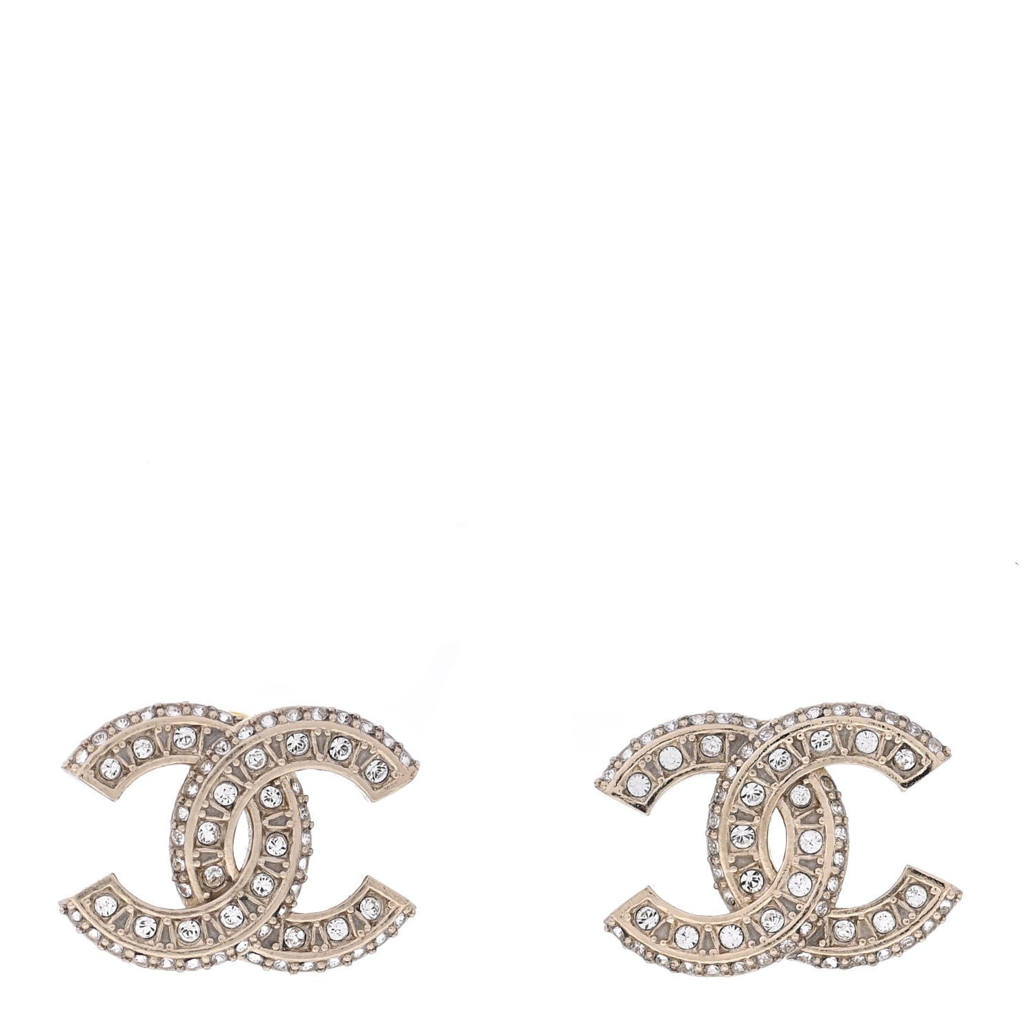 Chanel Crystal Timeless CC Earrings Light Gold 1 of 4