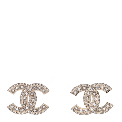 Chanel Crystal Timeless CC Earrings Light Gold 1 of 4