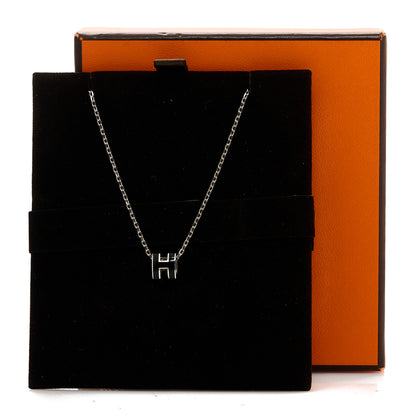 Hermes Lacquered Palladium Mini Pop H Pendant Necklace Black 6 of 6