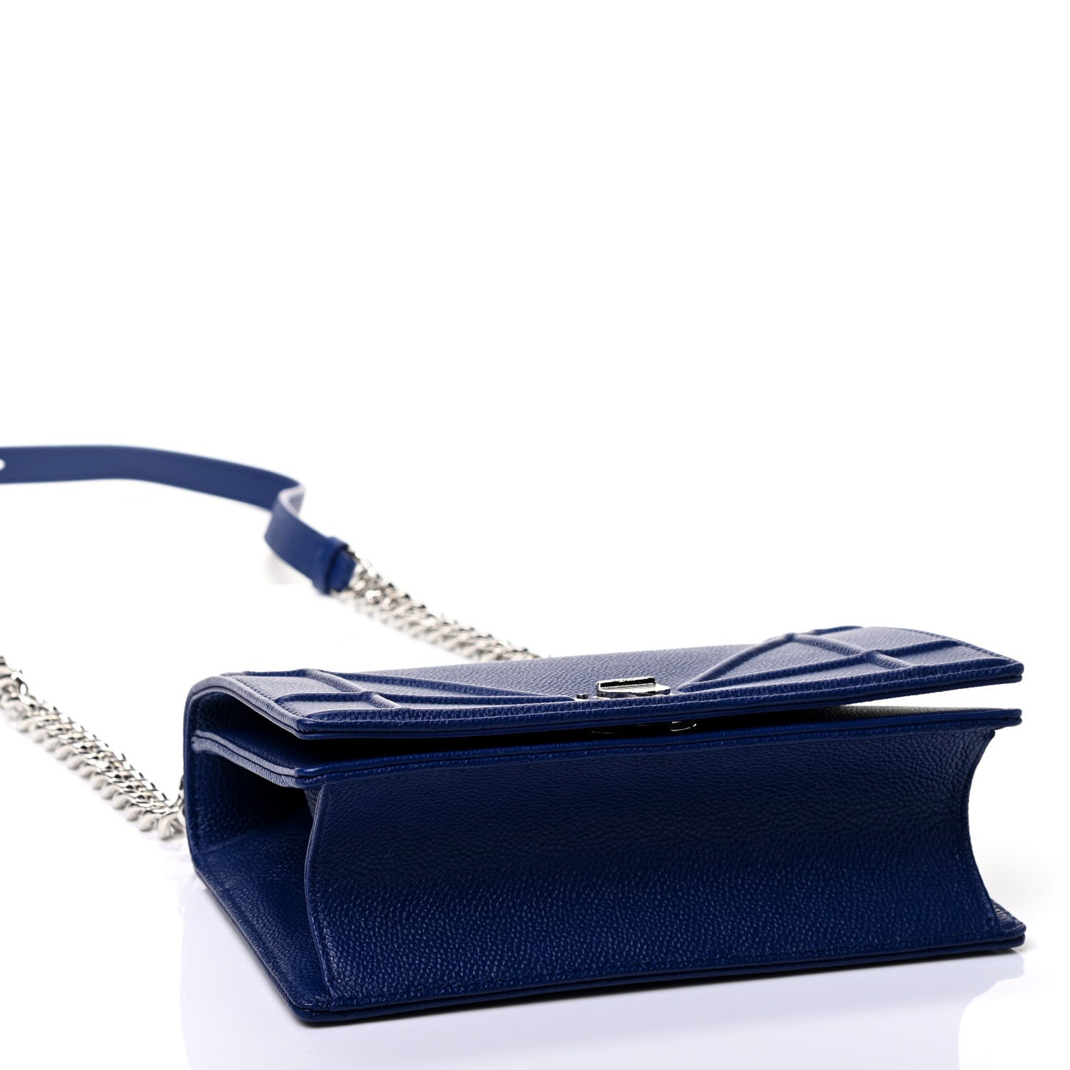 Christian Dior Grained Calfskin Small Diorama Flap Bag Bleu De Minuit 3 of 4