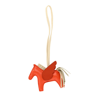 Hermes Milo Lambskin Grigri Rodeo Pegase Horse Bag Charm PM Orange Poppy Craie Terre Battue 1 of 4