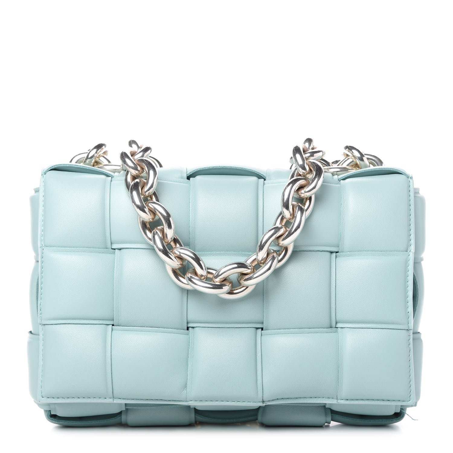 Bottega Veneta Lambskin Maxi Intreccio Padded Chain Cassette Crossbody Bag Spearmint 1 of 9