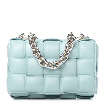 Bottega Veneta Lambskin Maxi Intreccio Padded Chain Cassette Crossbody Bag Spearmint 1 of 9