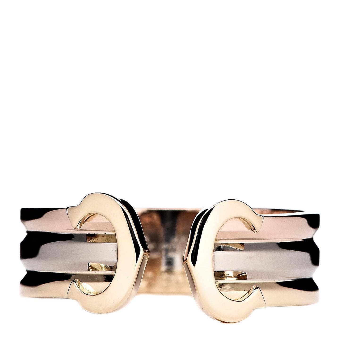 18K Pink Yellow White Gold 8mm C De Cartier Ring 52 6