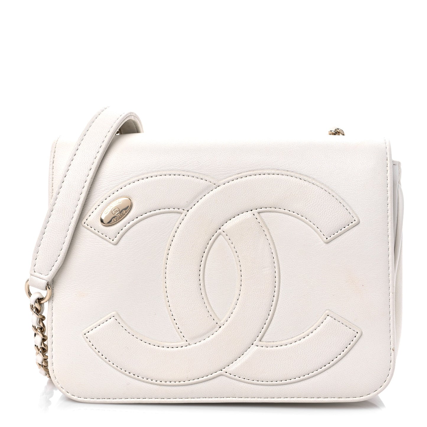 Lambskin CC Mania Flap Bag White