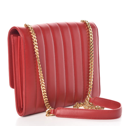 Saint Laurent Lambskin Matelasse Monogram Vicky Chain Wallet Rouge Eros 3 of 8