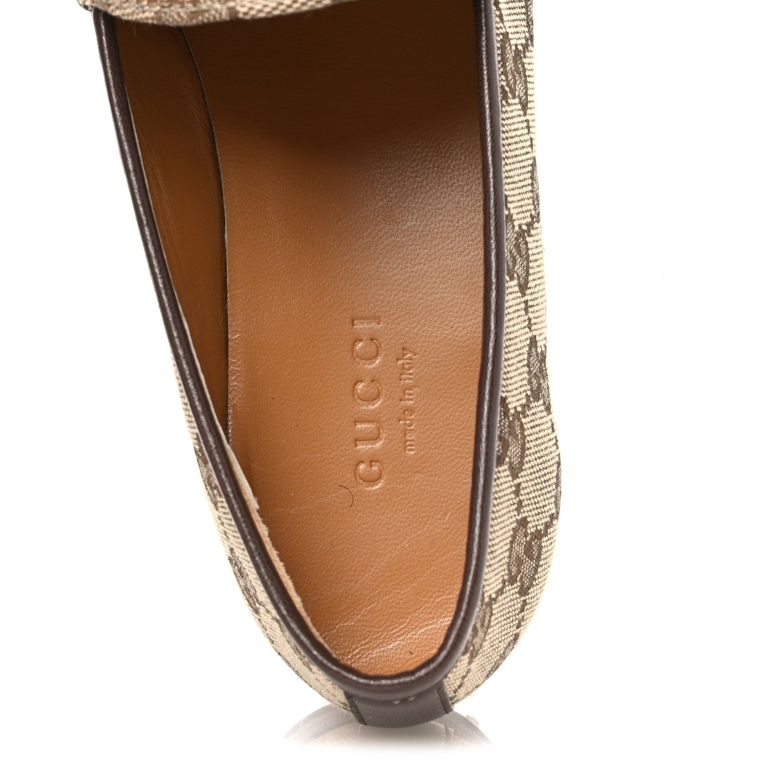 Gucci Canvas GG Monogram Horsebit Womens Jordaan Loafers 37 Beige Ebony New Acero 7 of 10