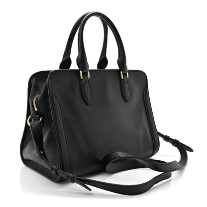 Alexander McQueen Pebbled Calfskin Small Skull Padlock Zip Around Tote Black 3 of 13