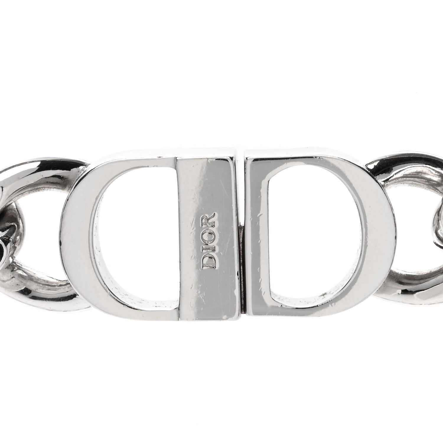 Christian Dior Brass CD Icon Chain Link Necklace Silver 4 of 4