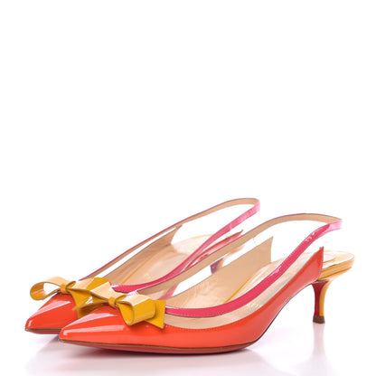 Christian Louboutin Patent PVC Suspenodo Sling 45 Pumps 39 Papaye 3 of 7
