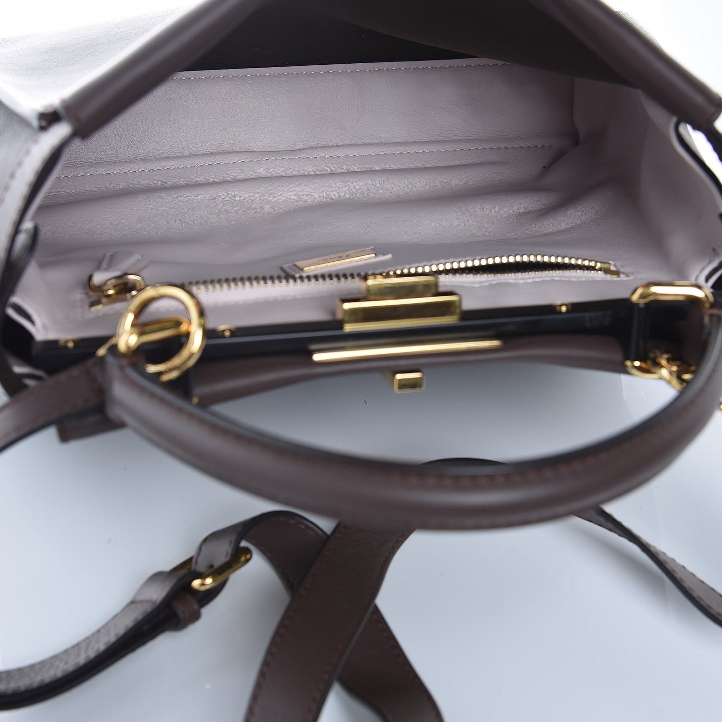 Vitello Seta Shiny Nappa Medium Peekaboo Iconic Satchel Moresco Rosa Doll