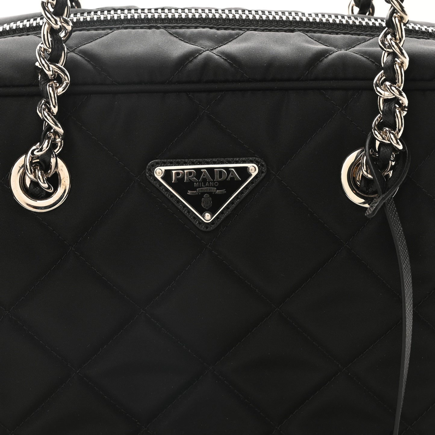 Nylon Tessuto Impuntu Quilted Shoulder Bag Black