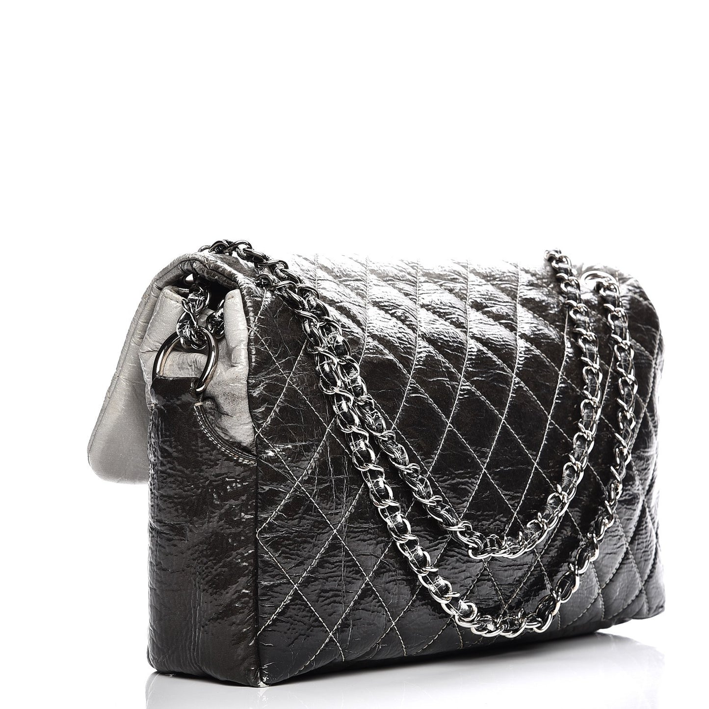 Vinyl Quilted Jumbo Melrose Degrade Flap Black