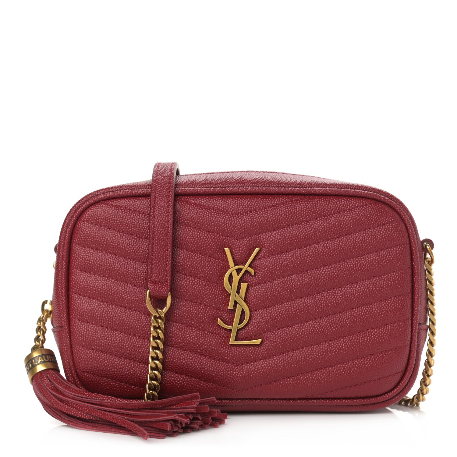 Saint Laurent Grain De Poudre Matelasse Monogram Mini Lou Camera Bag Opyum Red 1 of 9
