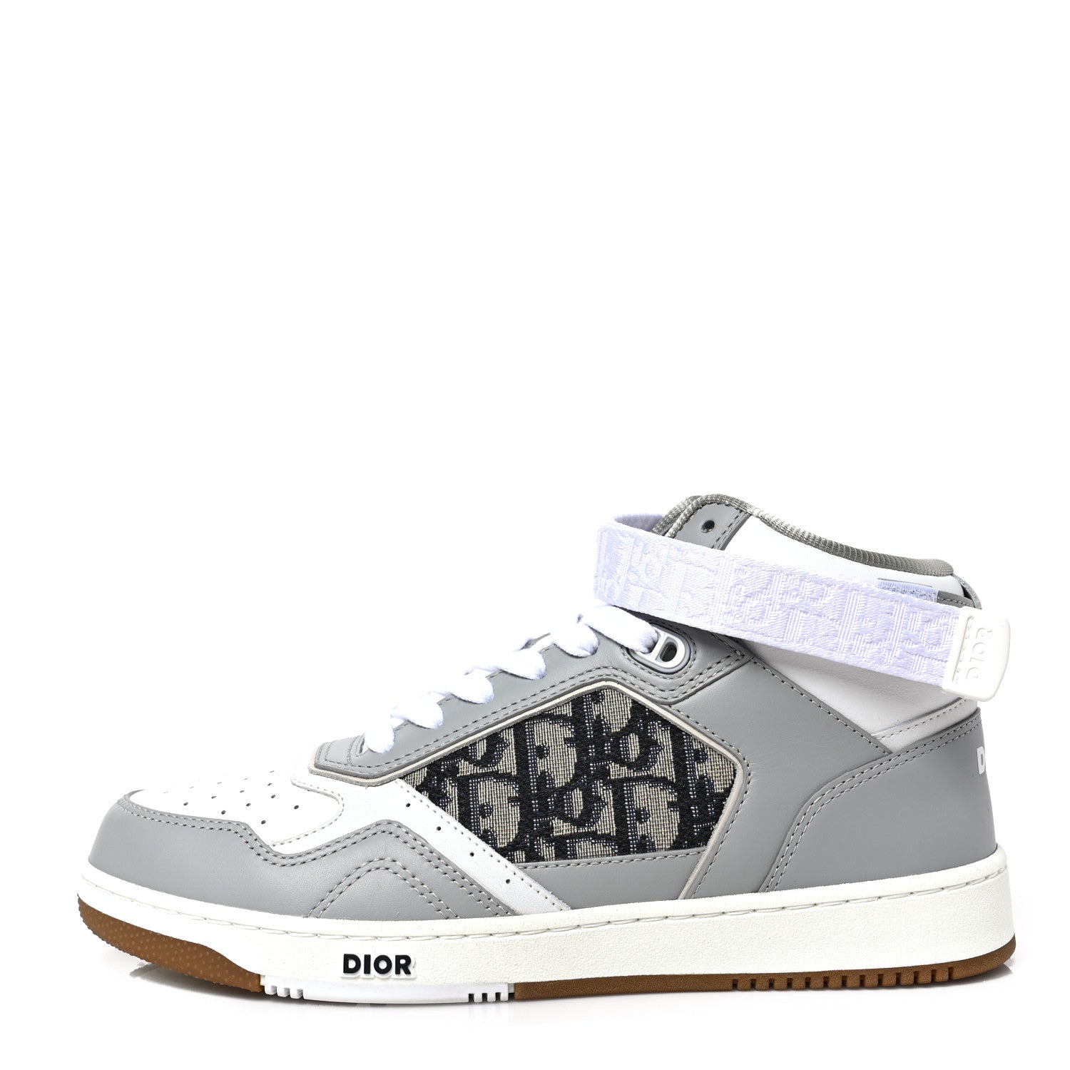 Christian Dior Smooth Calfskin Jacquard Oblique Mens B27 Mid Top Sneakers 40 Beige Blue 1 of 8