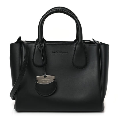 Salvatore Ferragamo Calfskin Double Handle Small Nolita Satchel Black 1 of 8