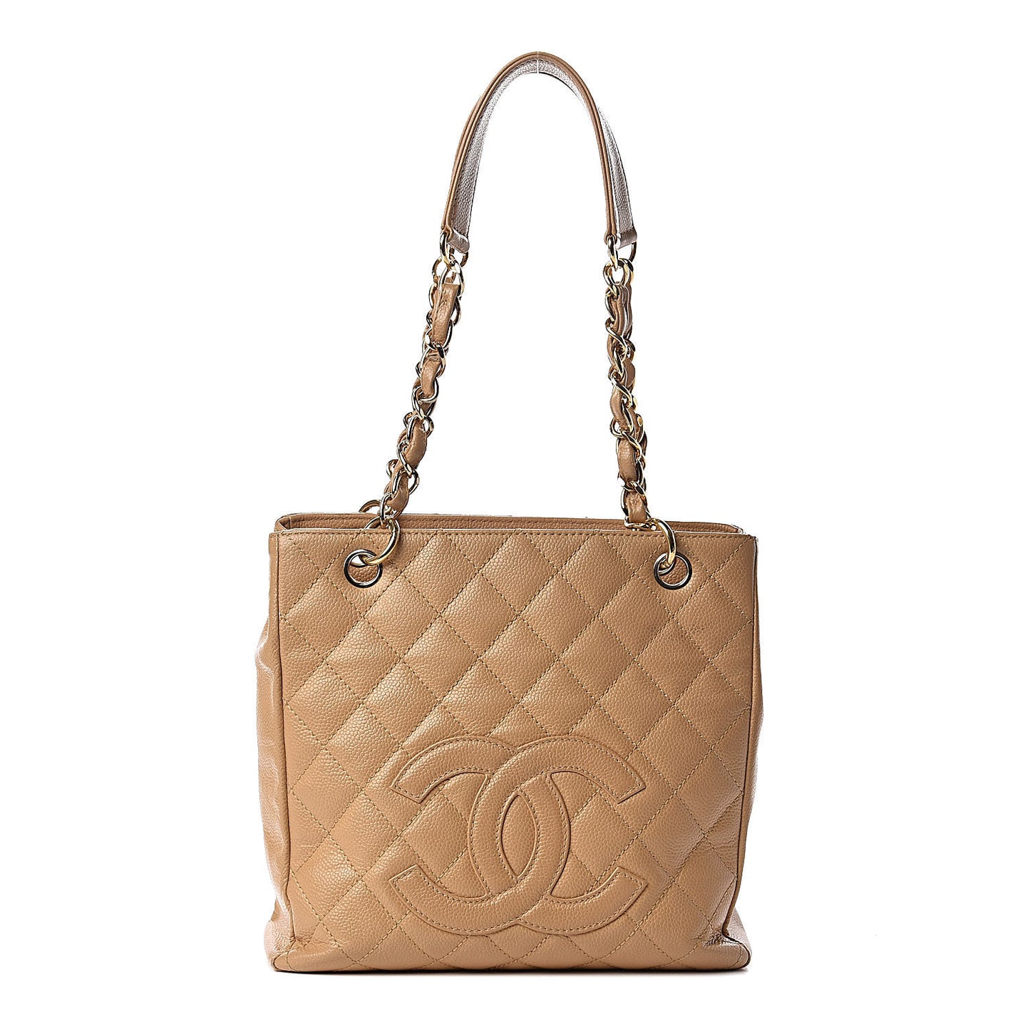 Caviar Quilted Petit Shopping Tote PST Beige