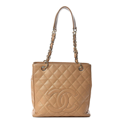 Chanel Caviar Quilted Petit Shopping Tote PST Beige 1 of 20