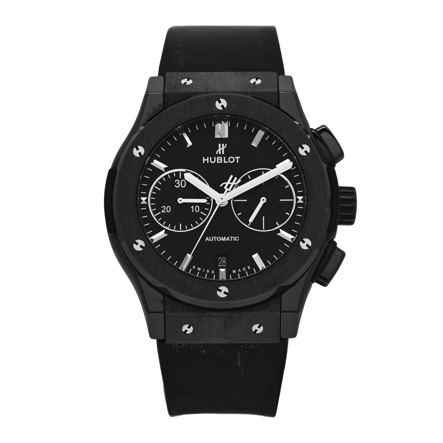 Hublot Ceramic Rubber 45mm Classic Fusion Chronograph Automatic Watch Black 521.CM.1171.RX 1 of 6
