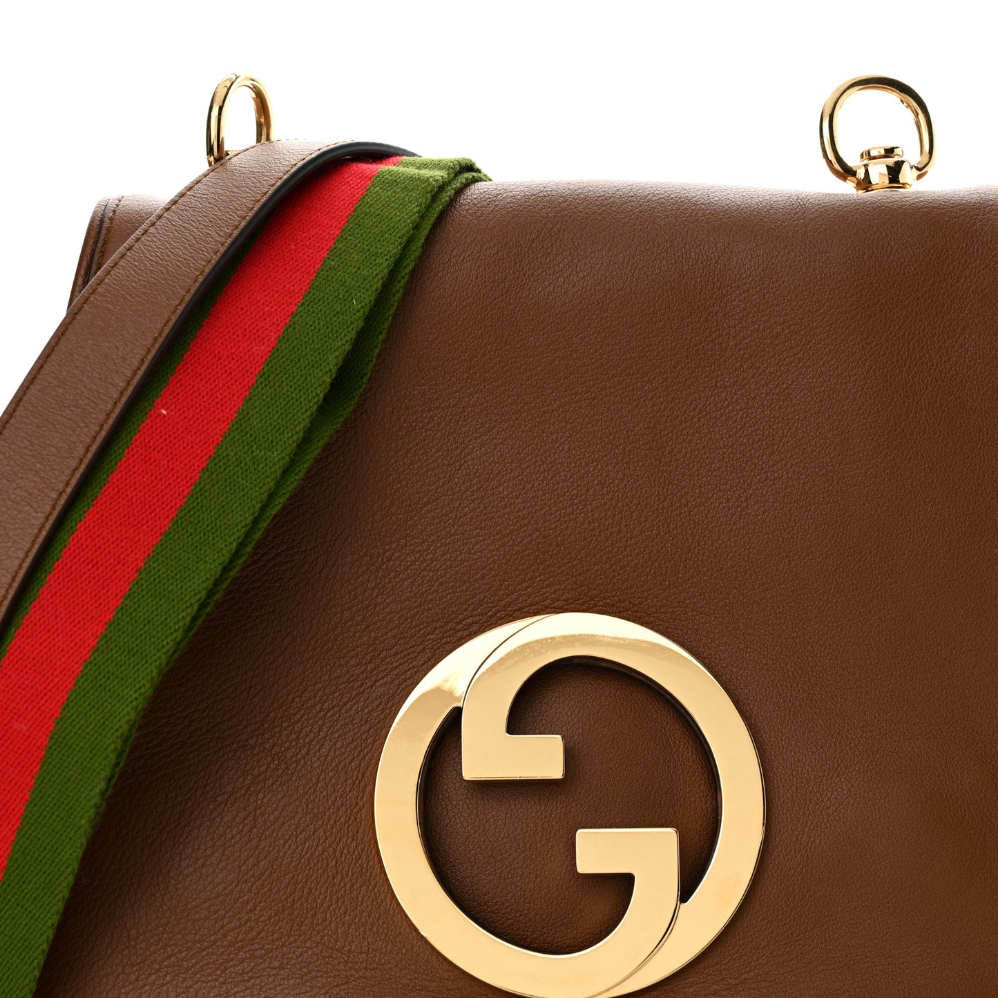 Roxy Calfskin Web Medium Blondie Shoulder Flap Bag Cuir