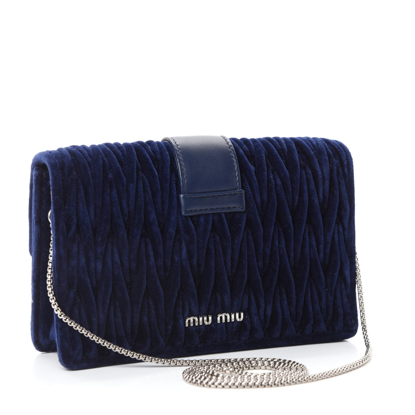 Velluto Matelasse Crystal Embellished Chain Shoulder Bag Inchiostro