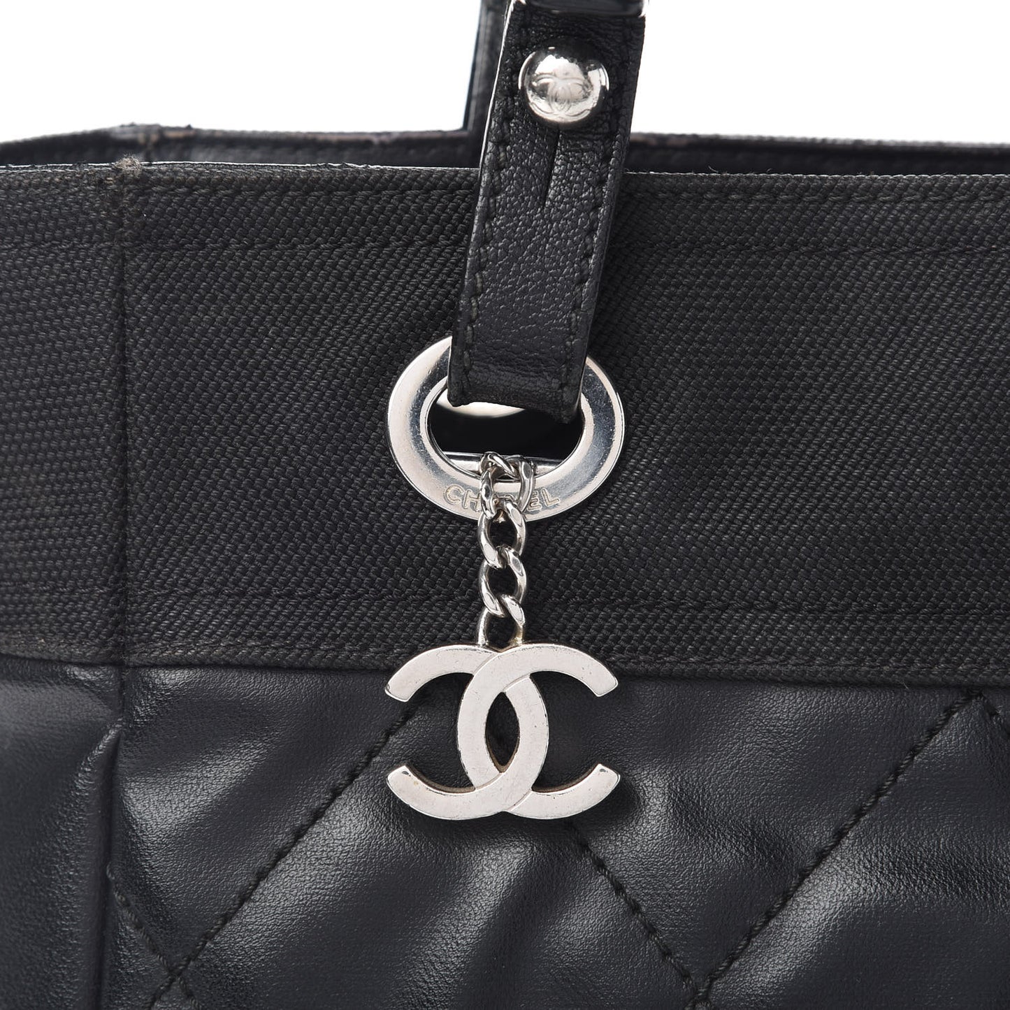 Coated Canvas Quilted Small Paris Biarritz Tote Black