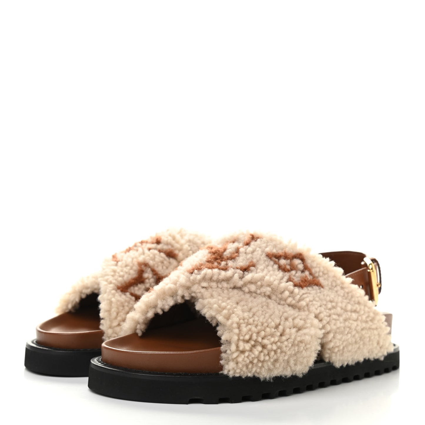 Shearling Paseo Sandals 38 Brown