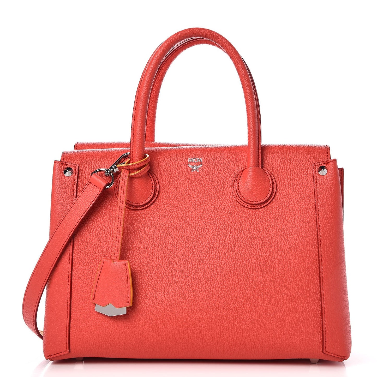 Grained Calfskin Medium Milla Tote Coral