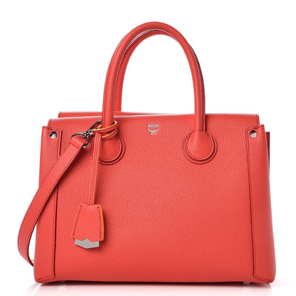 MCM Grained Calfskin Medium Milla Tote Coral 1 of 16