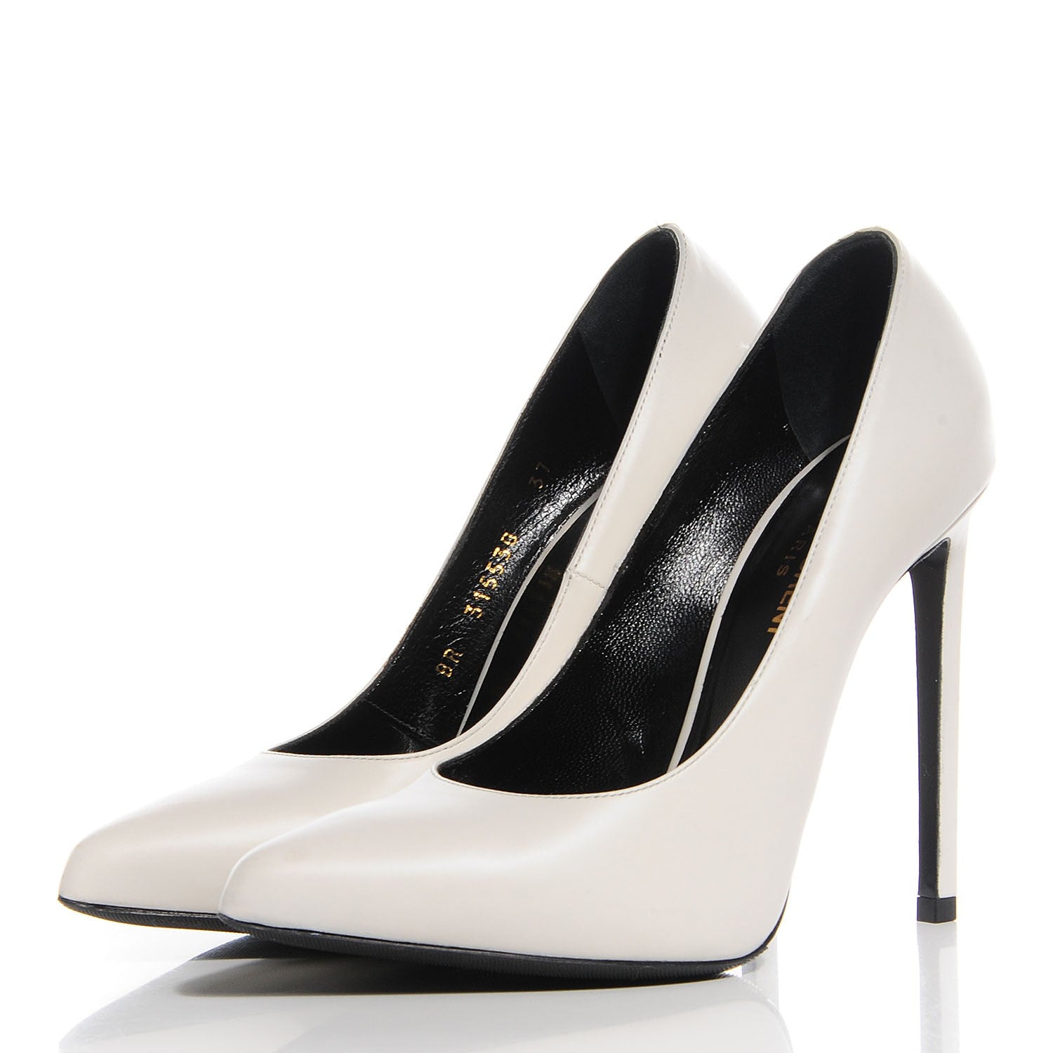 Saint Laurent Calfskin Classic Paris 105 Escarpin Pumps 37 Dove White 3 of 8
