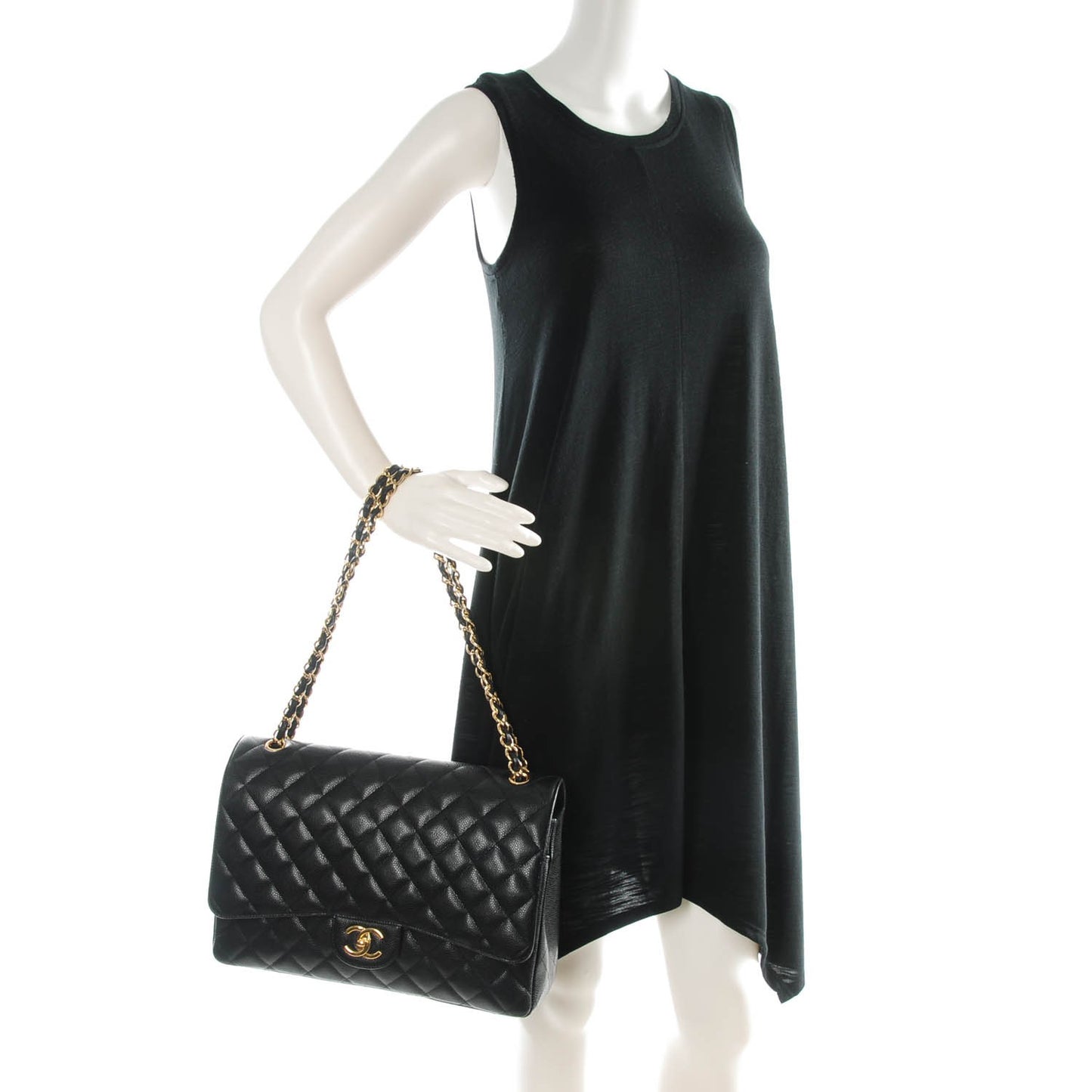 Caviar Quilted Maxi Double Flap Black