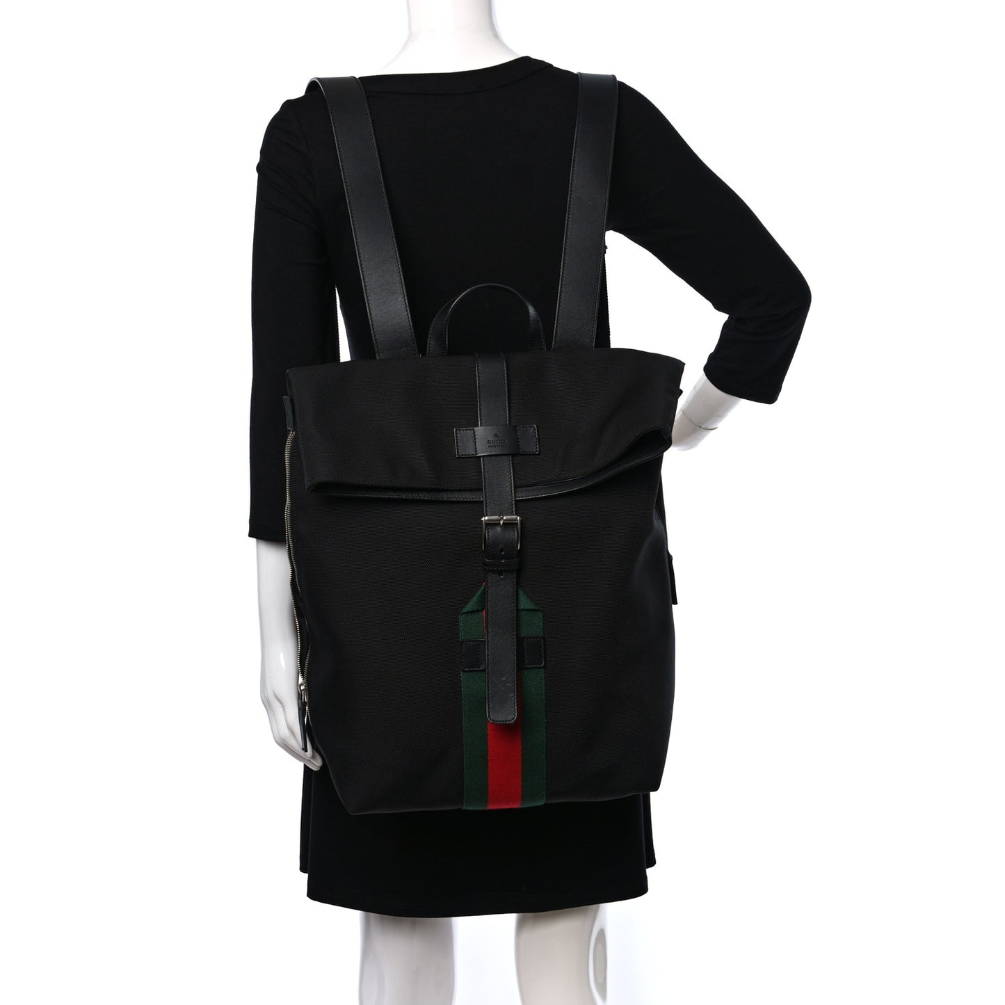 Techno Canvas Web Single Buckle Backpack Black