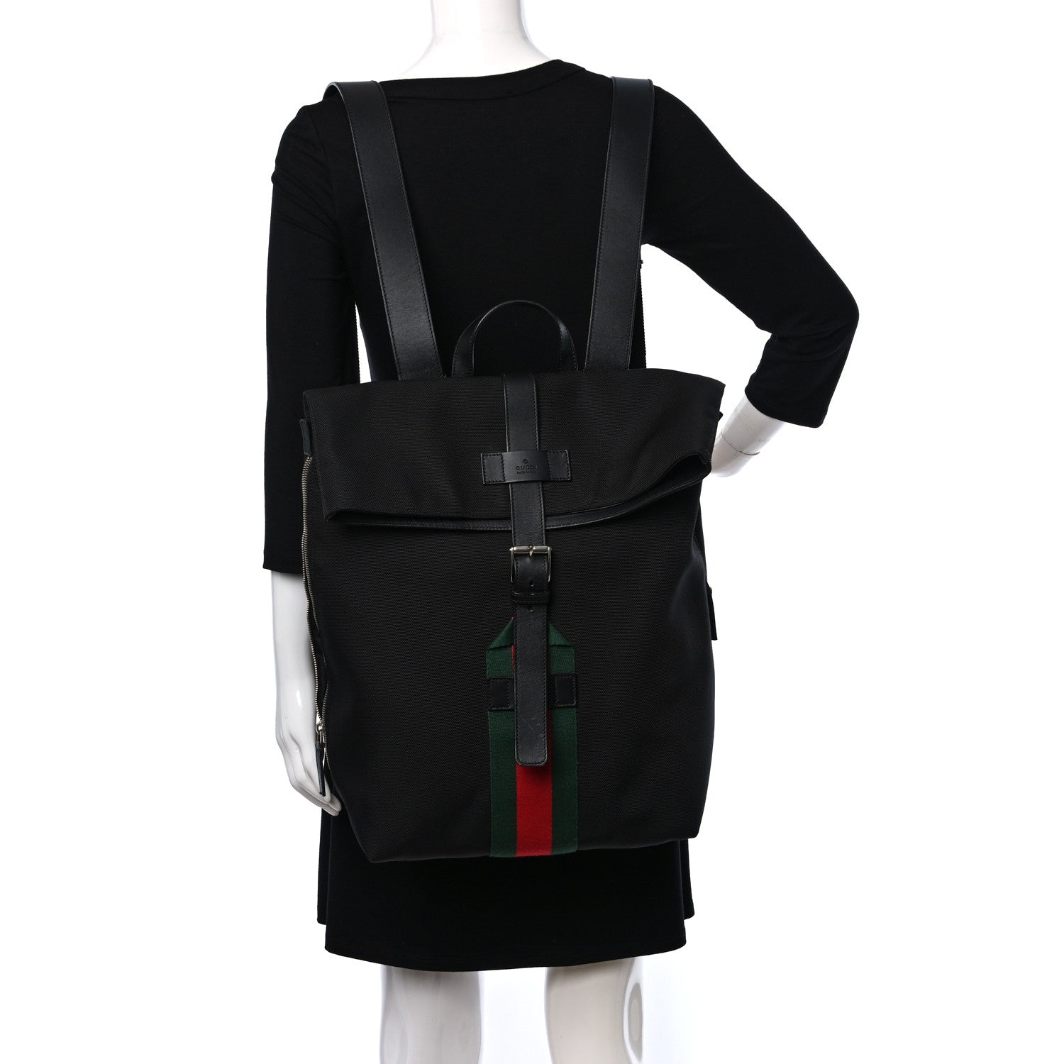 Gucci Techno Canvas Web Single Buckle Backpack Black 2 of 11
