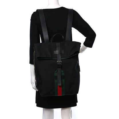 Gucci Techno Canvas Web Single Buckle Backpack Black 2 of 11