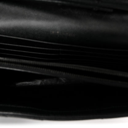 Saint Laurent Grain De Poudre Matelasse Chevron Monogram Monochrome Chain Wallet Black 5 of 9