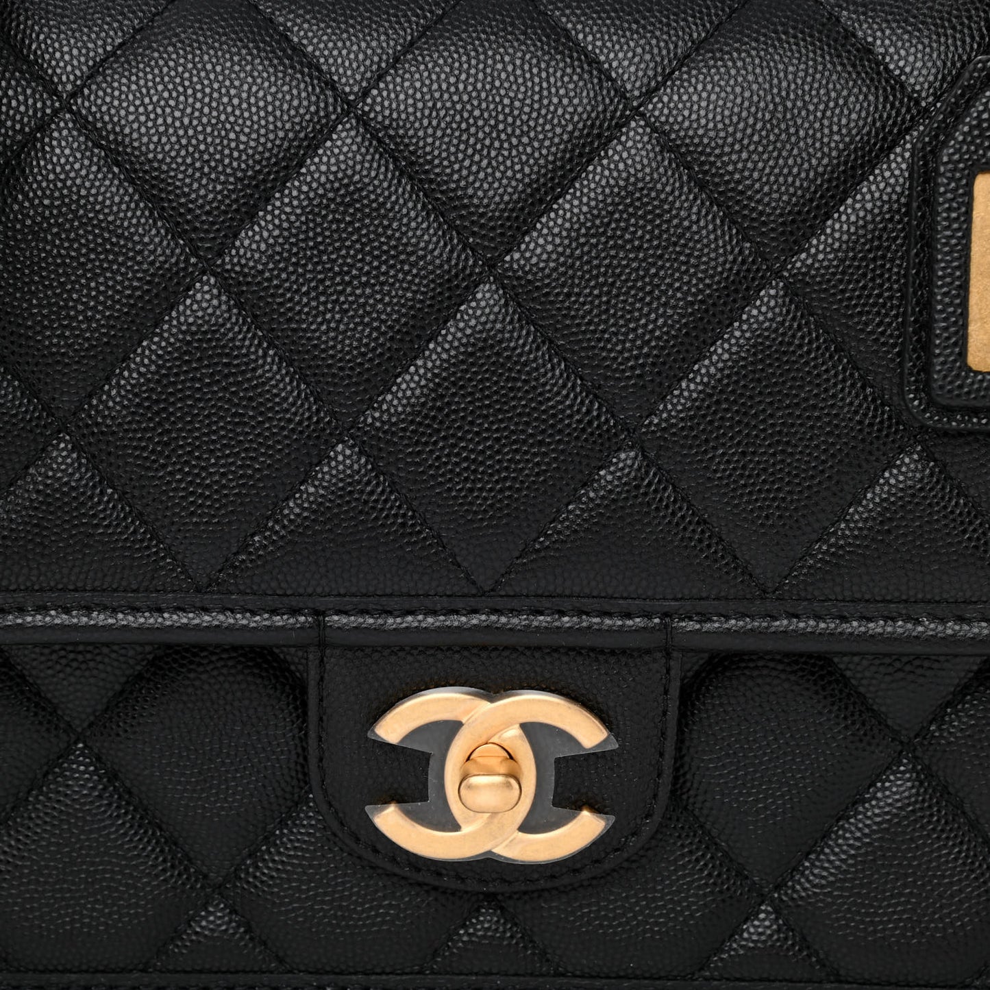 Caviar Quilted School Memory Small Top Handle Flap Black