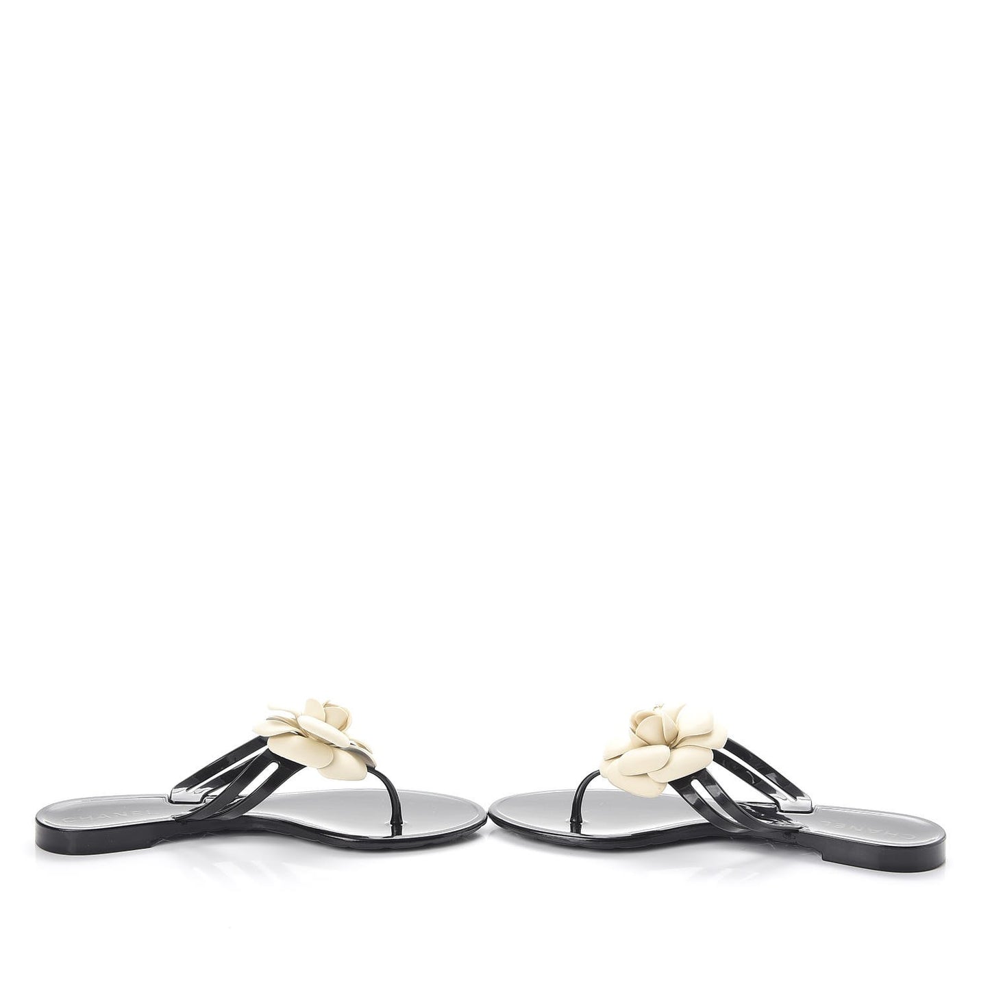 Jelly Camellia Thong Sandals 36 Black Ivory