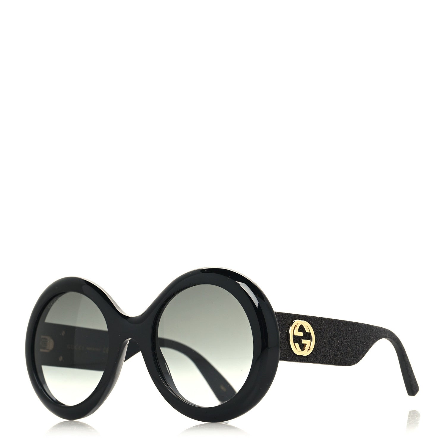 Gucci Acetate Round GG0101S Glitter Sunglasses Black 1 of 7
