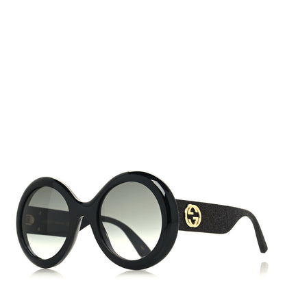 Gucci Acetate Round GG0101S Glitter Sunglasses Black 1 of 7