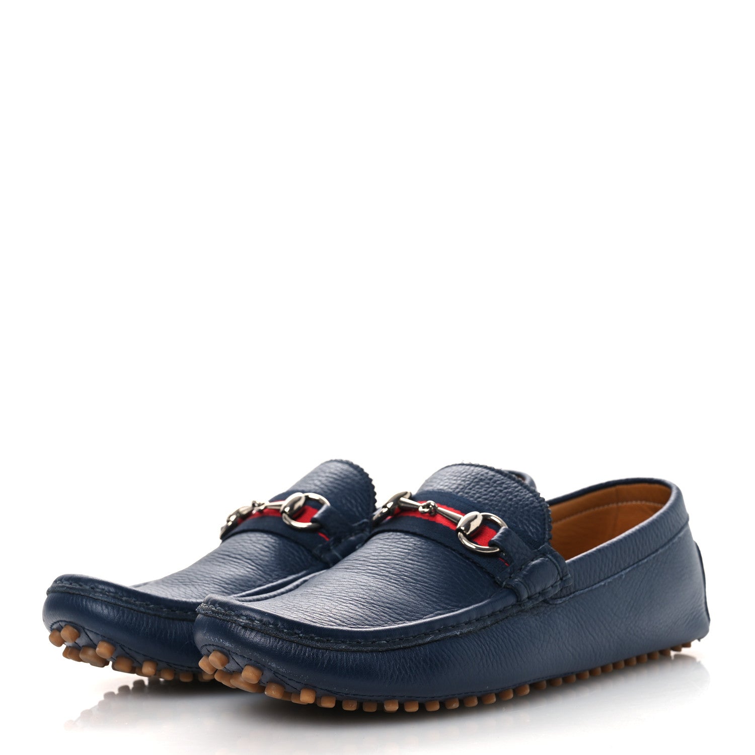 Gucci Road Calfskin Web Mens Horsebit Driver Loafers 9 Maritime 4 of 14