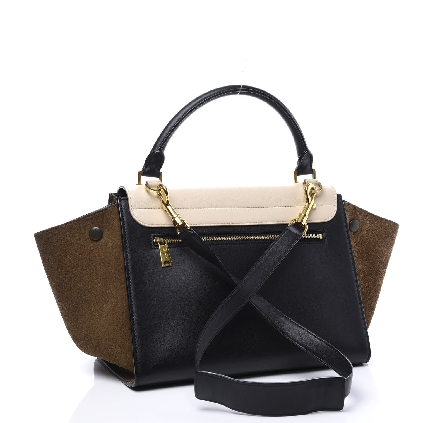 Smooth Calfskin Suede Small Tri-Color Trapeze
