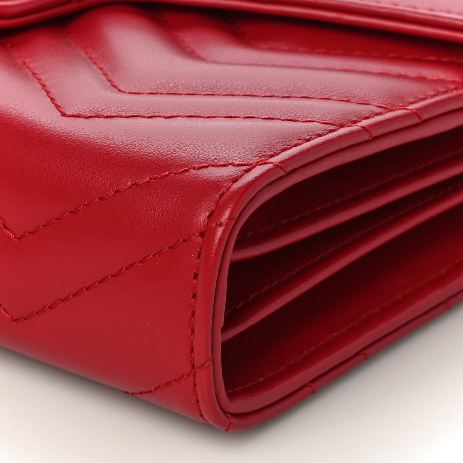 Gucci Calfskin Matelasse GG Marmont Chain Wallet Hibiscus Red 9 of 10
