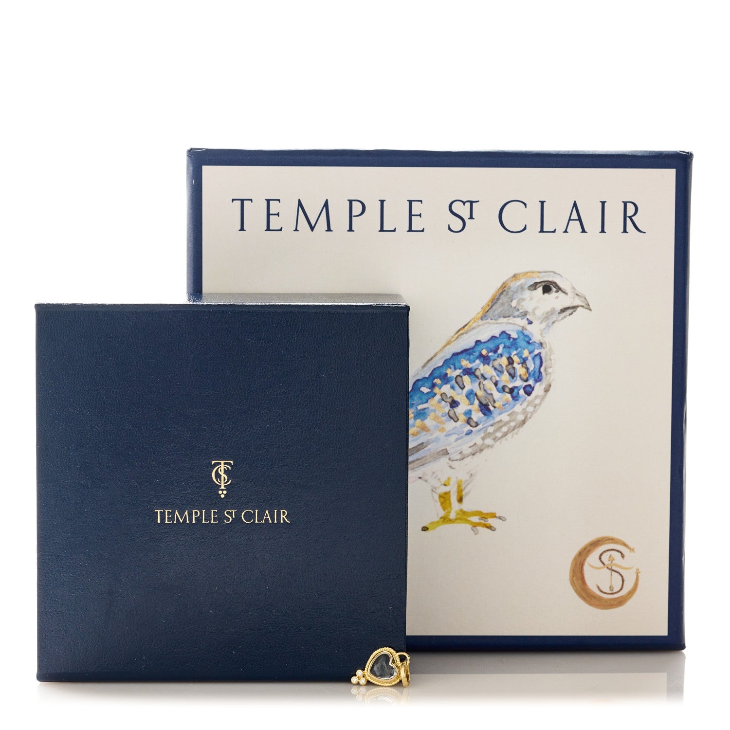 Temple St. Clair 18K Yellow Gold Diamond Rock Crystal XS Braided Heart Pendant 4 of 4