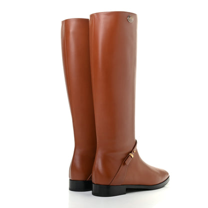 Gucci Calfskin Rosie Tall Riding Boots 37.5 Brown Papaya 4 of 8