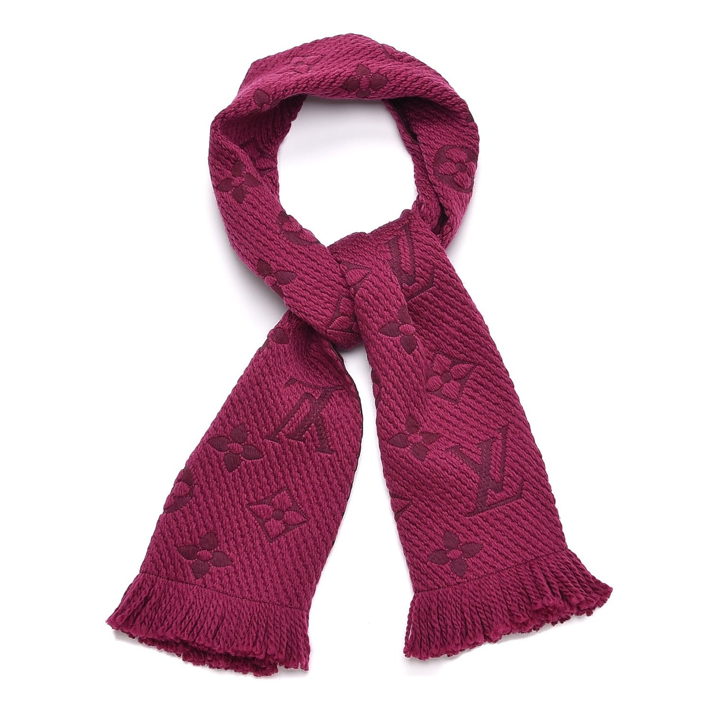Wool Silk Logomania Scarf Cherry