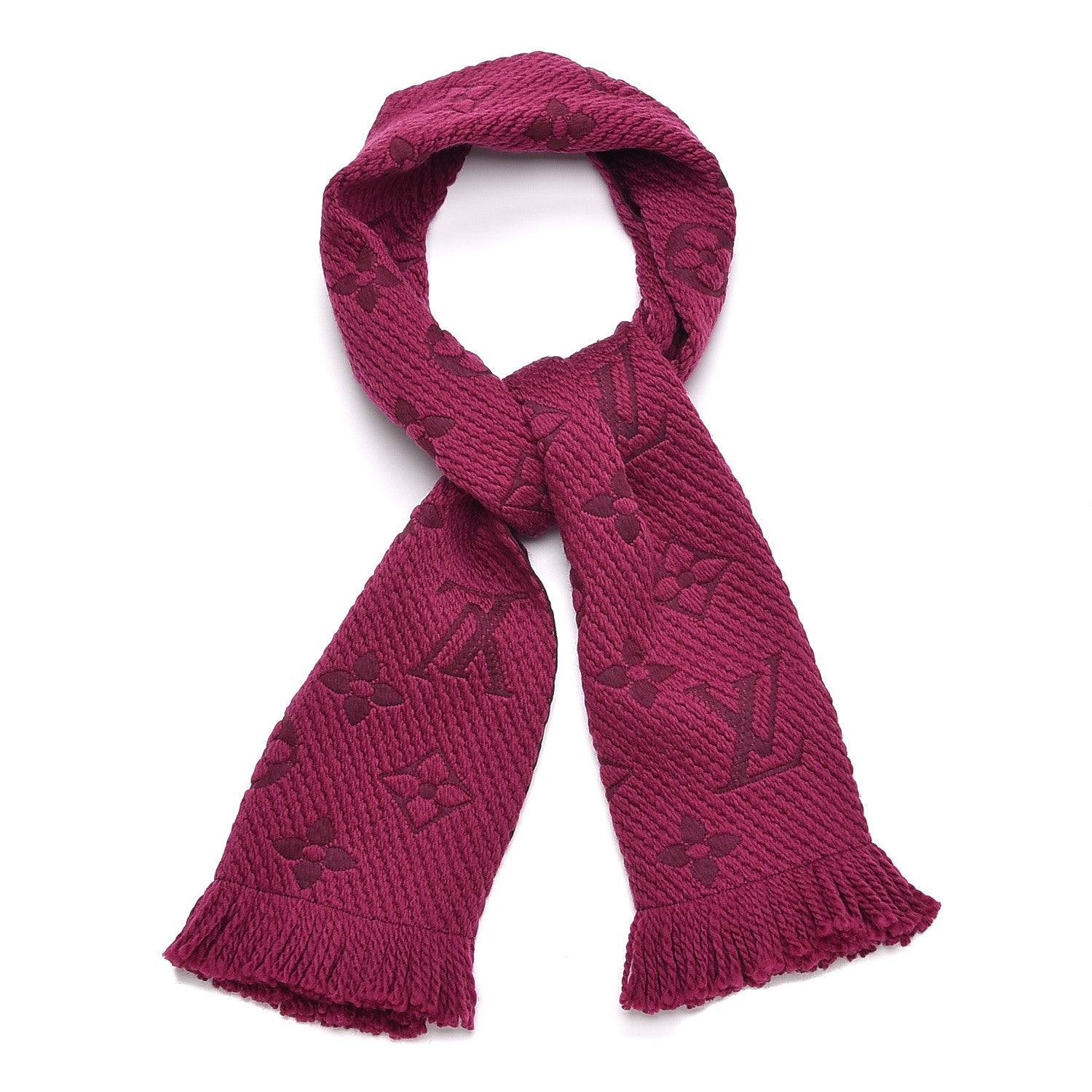 Louis Vuitton Wool Silk Logomania Scarf Cherry 1 of 4