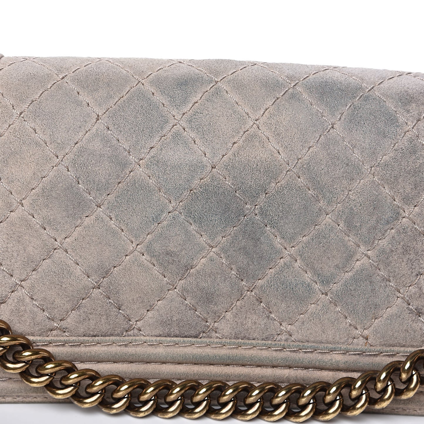 Iridescent Calfskin Quilted Medium Boy Flap Beige